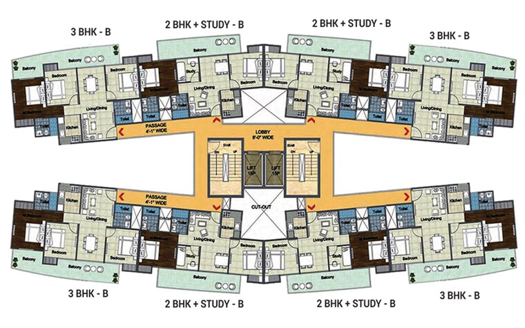 Floor Plan, mahaluxmi-migsun-ultimo 2 Bedroom 1005 Sq.Ft. Apartment In Omicron Iii Greater Noida Greater Noida 9243728