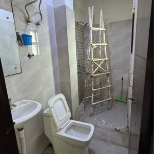 Bathroom in 1 BHK Builder Floor at Palm Residency Chhatarpur, Rajpur Khurd Extension – for Rent