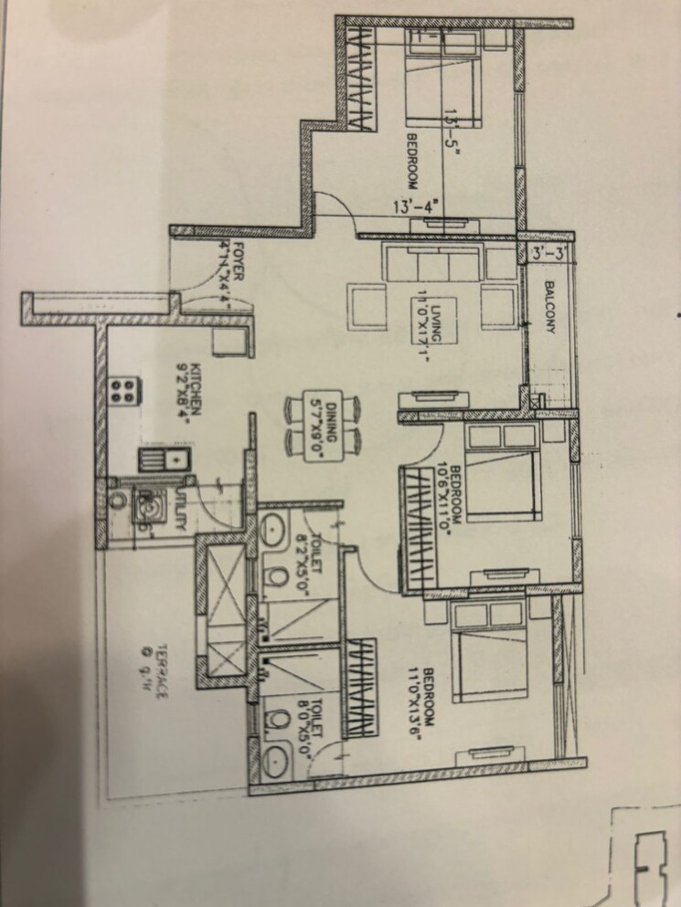 Floor Plan, pride-pristine 2.5 Bedroom 1192 Sq.Ft. Apartment In Electronic City Bangalore 9248008