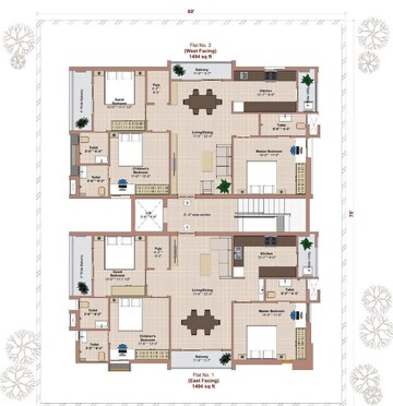 Floor Plan in 3 BHK Apartment at Kakatiya Emerald, Gopanpally – for Sale