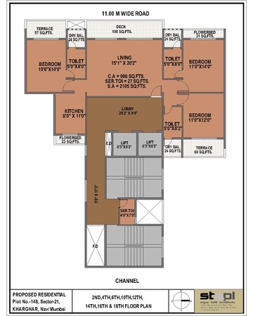 Floor Plan in 3 BHK Apartment at Ishwar Om Siddhivinayak Apartment, Kharghar Sector 21 – for Sale