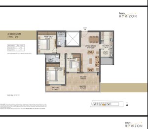 Floor Plan in 3 BHK Apartment at Century Horizon, Jakkuru – for Sale