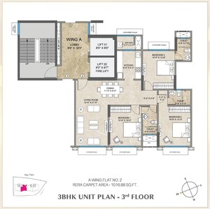 Floor Plan in 3 BHK Apartment at Bharat Primavistas, Vile Parle West – for Sale