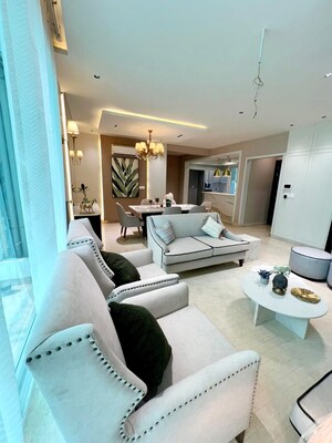 Living Room in 3 BHK Apartment at Maya Green Lotus Utsav, International Airport Road – for Rent