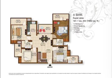 Floor Plan in 4 BHK Apartment at ACE Platinum, Zeta I Greater Noida – for Sale