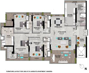 Floor Plan in 4 BHK Apartment at MJ 81 Aureate, Bandra West – for Rent