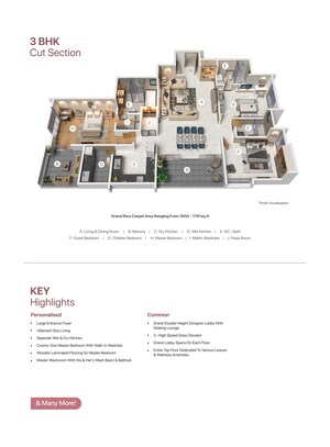 Floor Plan in 3 BHK Apartment at Wadgaon Sheri – for Sale