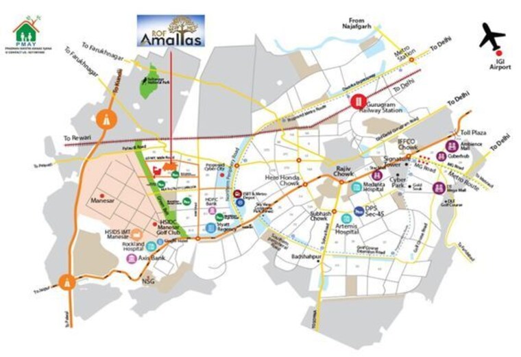 Map Location, rof-amaltas 2 Bedroom 645 Sq.Ft. Apartment In Sector 92 Gurgaon 9255136