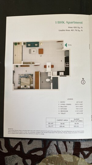 Floor Plan in 1 BHK Apartment at Adarsh Greens, Kogilu – for Sale