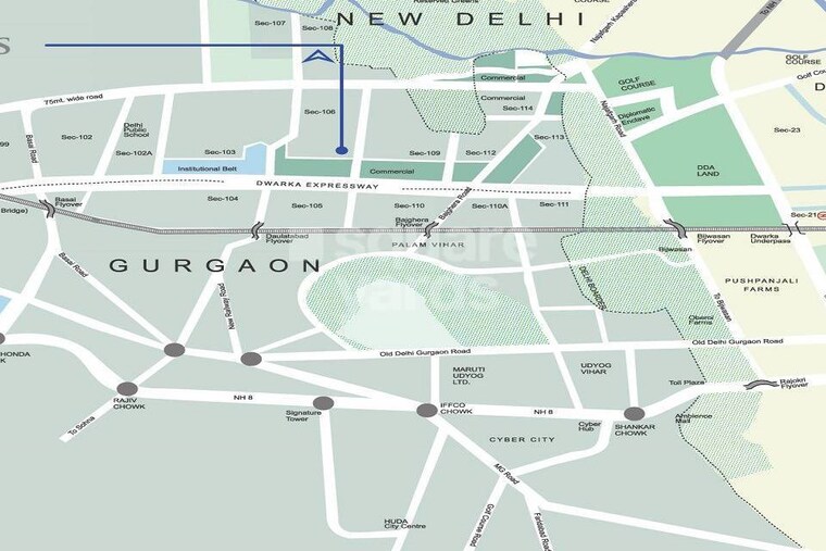 Map Location, paras-dews 3 Bedroom 1762 Sq.Ft. Apartment In Sector 106 Gurgaon 9257872
