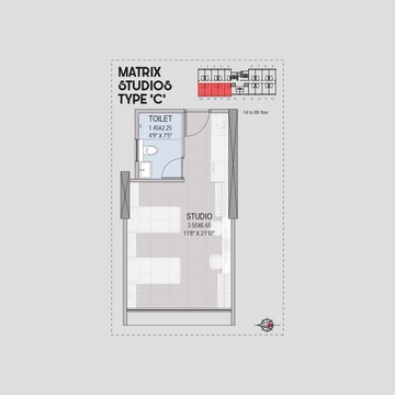 Floor Plan in Studio Apartment at Marvel Matrix Studios, Mundhwa – for Sale