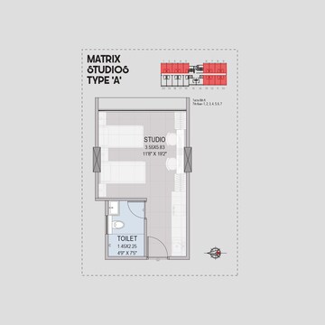 Floor Plan in Studio Apartment at Marvel Matrix Studios, Mundhwa – for Sale