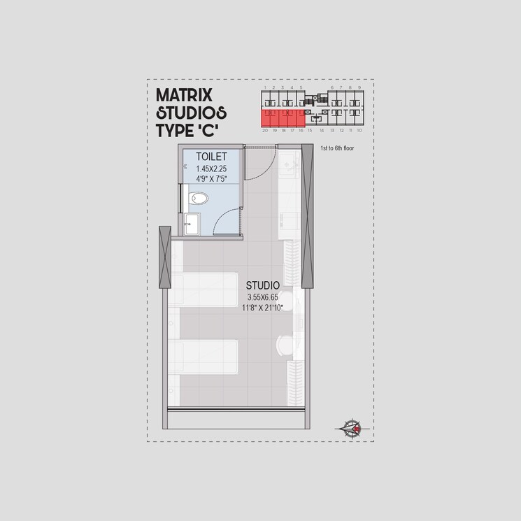 Floor Plan, marvel-matrix-studios Studio 334 Sq.Ft. Apartment In Mundhwa Pune 9258950