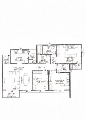 Floor Plan in 3 BHK Apartment at Godrej Aqua, International Airport Road – for Sale