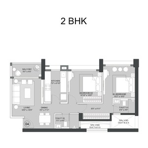 Floor Plan in 3 BHK Apartment at CCI Rivali Park, Borivali East – for Sale
