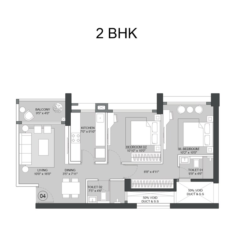 Floor Plan, cci-rivali-park 3 Bedroom 1800 Sq.Ft. Apartment In Borivali East Mumbai 9260179