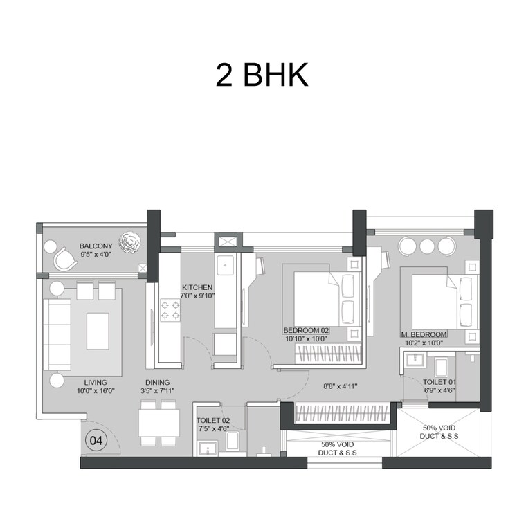 Floor Plan, cci-rivali-park 3 Bedroom 1800 Sq.Ft. Apartment In Borivali East Mumbai 9260179