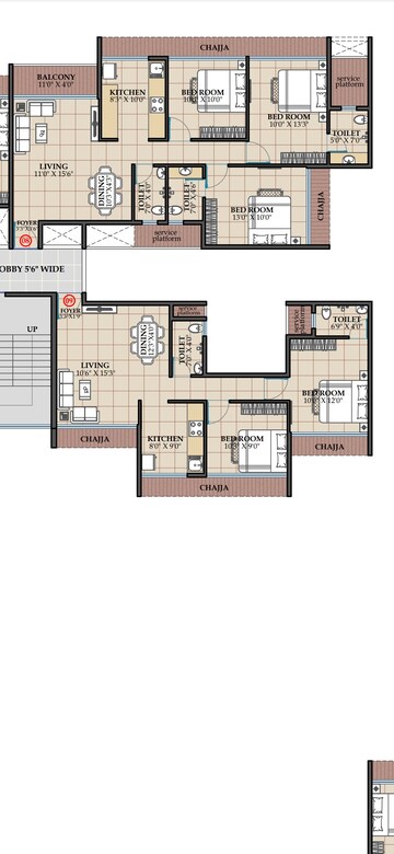 Floor Plan in 3 BHK Apartment at Pushpak Nagar – for Sale