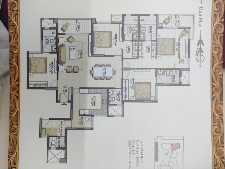 Floor Plan, prestige-pine-wood 4 Bedroom 2502 Sq.Ft. Apartment In Koramangala Bangalore 9263129