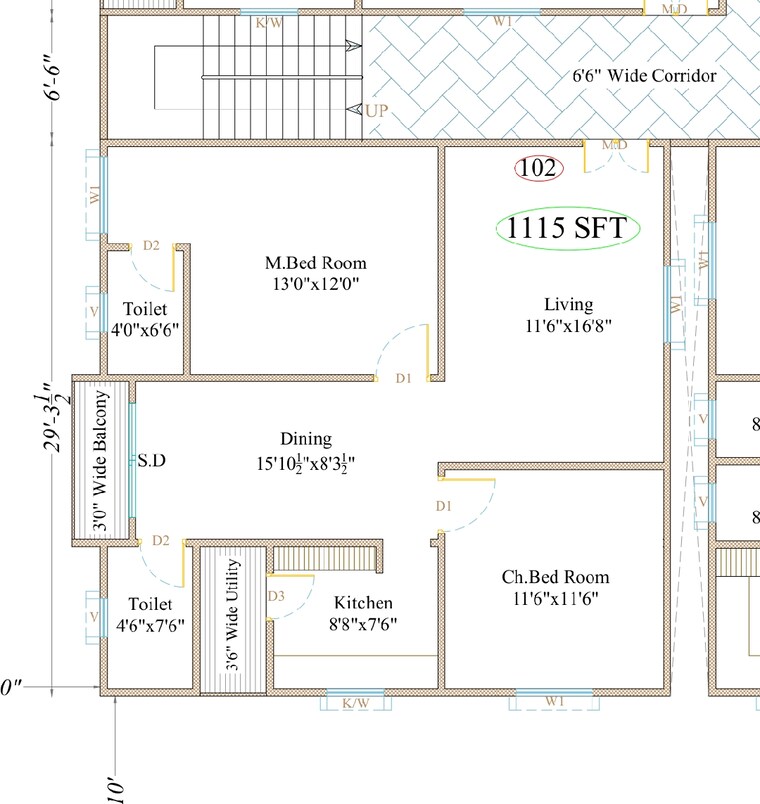 Floor Plan, nallagandla 2 Bedroom 1200 Sq.Ft. Apartment In Nallagandla Hyderabad 9264037