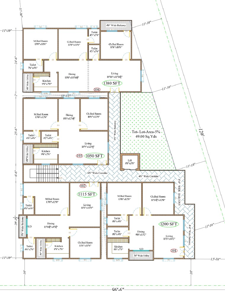 Floor Plan, nallagandla 2 Bedroom 1200 Sq.Ft. Apartment In Nallagandla Hyderabad 9264037