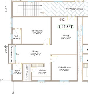 Floor Plan in 3 BHK Apartment at Nallagandla – for Sale