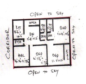 Floor Plan in 3 BHK Apartment at Chanda Nagar – for Sale