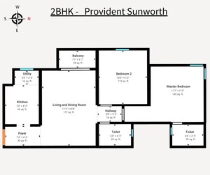 Floor Plan in 2 BHK Apartment at Provident Sunworth, Mysore Road – for Sale