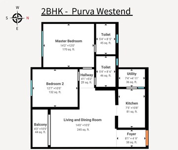 Floor Plan in 2 BHK Apartment at Electronic City – for Sale