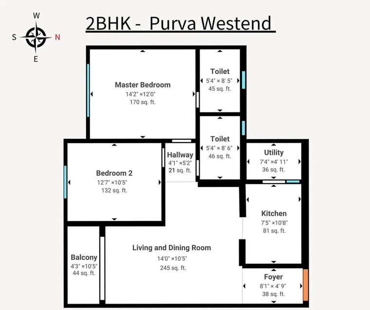 Floor Plan, electronic city 2 Bedroom 1195 Sq.Ft. Apartment In Electronic City Bangalore 9264526