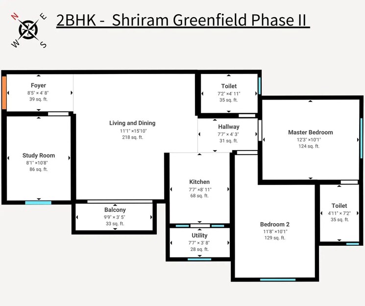 Floor Plan, shriram-greenfield-phase-2 3 Bedroom 1165 Sq.Ft. Apartment In Budigere Bangalore 9264540
