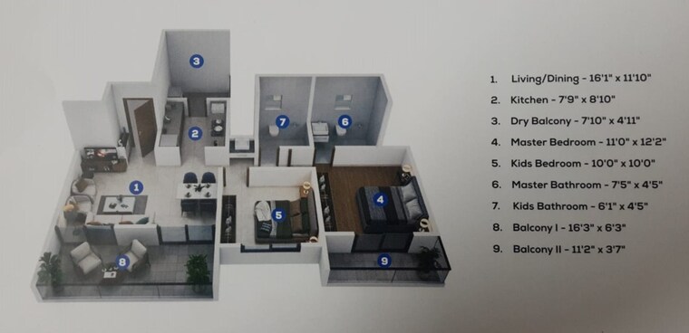 Floor Plan, sukhwani-skylines 2 Bedroom 821 Sq.Ft. Apartment In Wakad Pune 9266370