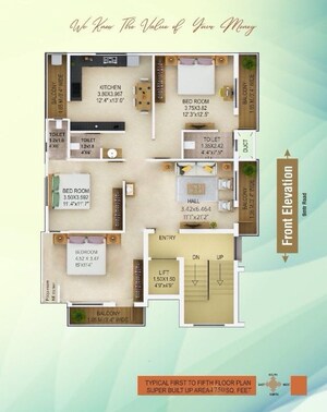 Floor Plan in 3 BHK Apartment at Manish Nagar – for Sale