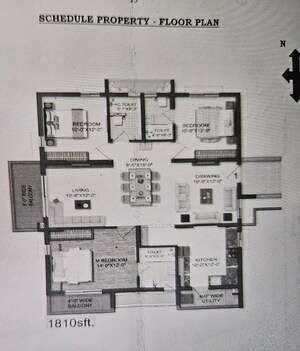 Floor Plan in 3 BHK Apartment at Financial District – for Sale