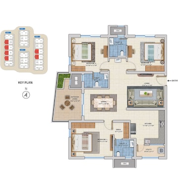 Floor Plan in 3 BHK Apartment at ASBL Spectra, Financial District – for Sale
