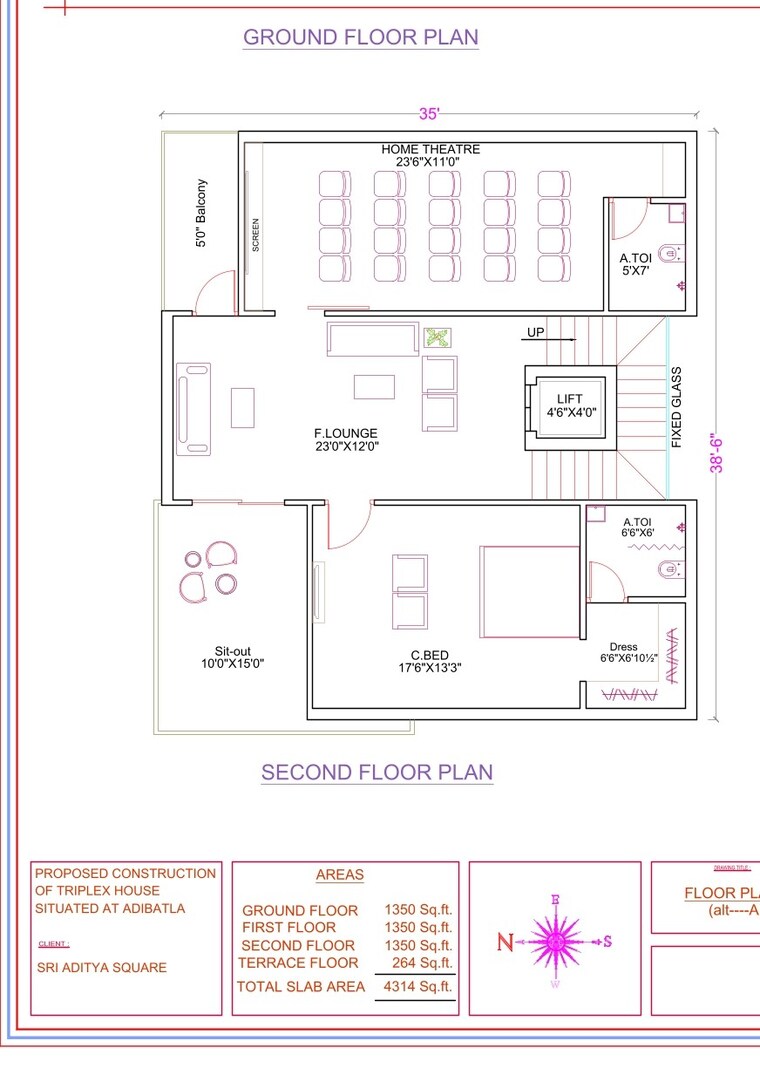 Floor Plan, kongara kalan 4 Bedroom 4314 Sq.Ft. Villa In Kongara Kalan Hyderabad 9271464