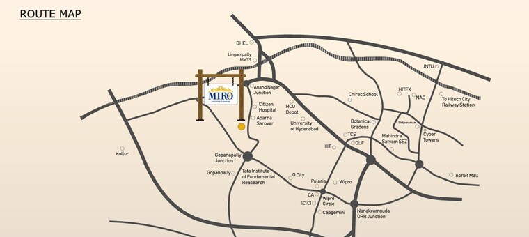 Map Location, aakriti-miro 2 Bedroom 1400 Sq.Ft. Apartment In Nallagandla Hyderabad 9271608