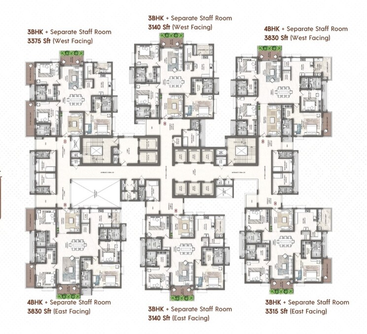 Floor Plan, rajapushpa-skyra 3 Bedroom 3140 Sq.Ft. Apartment In Kokapet Hyderabad 9273567