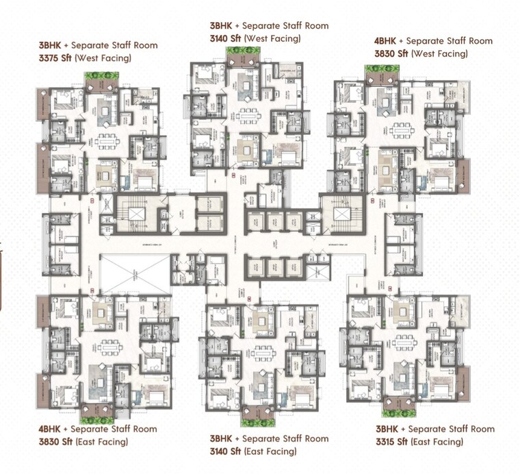 Floor Plan, rajapushpa-skyra 3 Bedroom 3140 Sq.Ft. Apartment In Kokapet Hyderabad 9273567