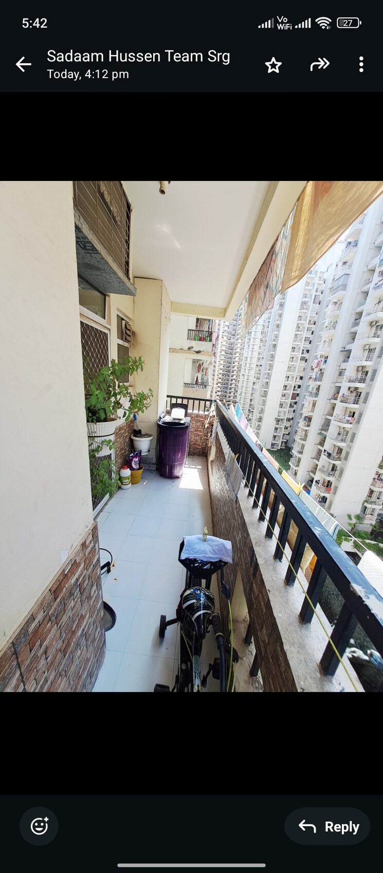 Balcony, galaxy-royale 2 Bedroom 1060 Sq.Ft. Apartment In Gaur City 2 Greater Noida 9273733