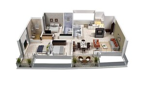 Floor Plan in 3 BHK Apartment at Pharande Puneville, Punawale – for Sale