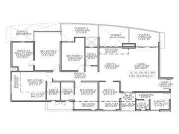Floor Plan in 3 BHK Apartment at Pharande Puneville, Punawale – for Sale