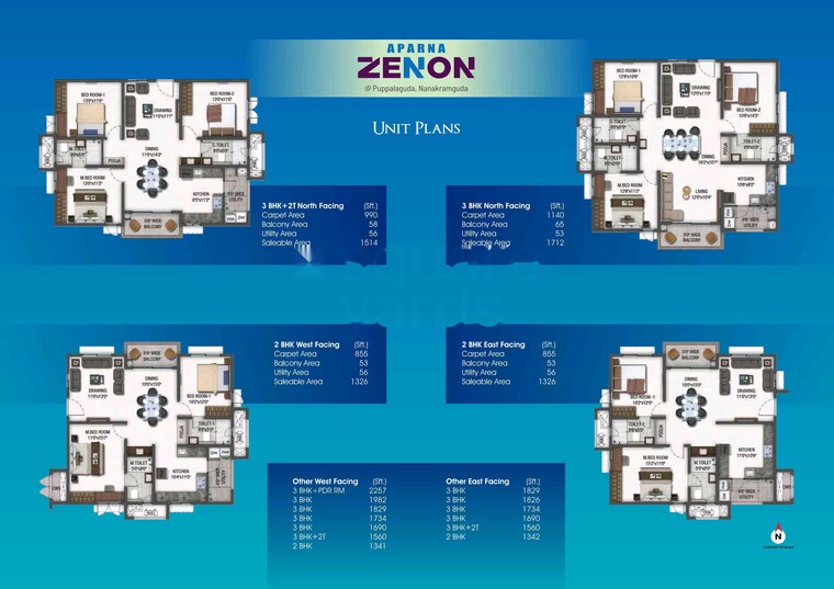 Floor Plan, hallmark-treasor 3 Bedroom 1238 Sq.Ft. Apartment In Narsingi Hyderabad 9276259