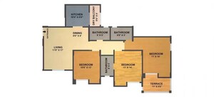 Floor Plan in 3 BHK Apartment at Nyati Evita, Dhanori – for Rent