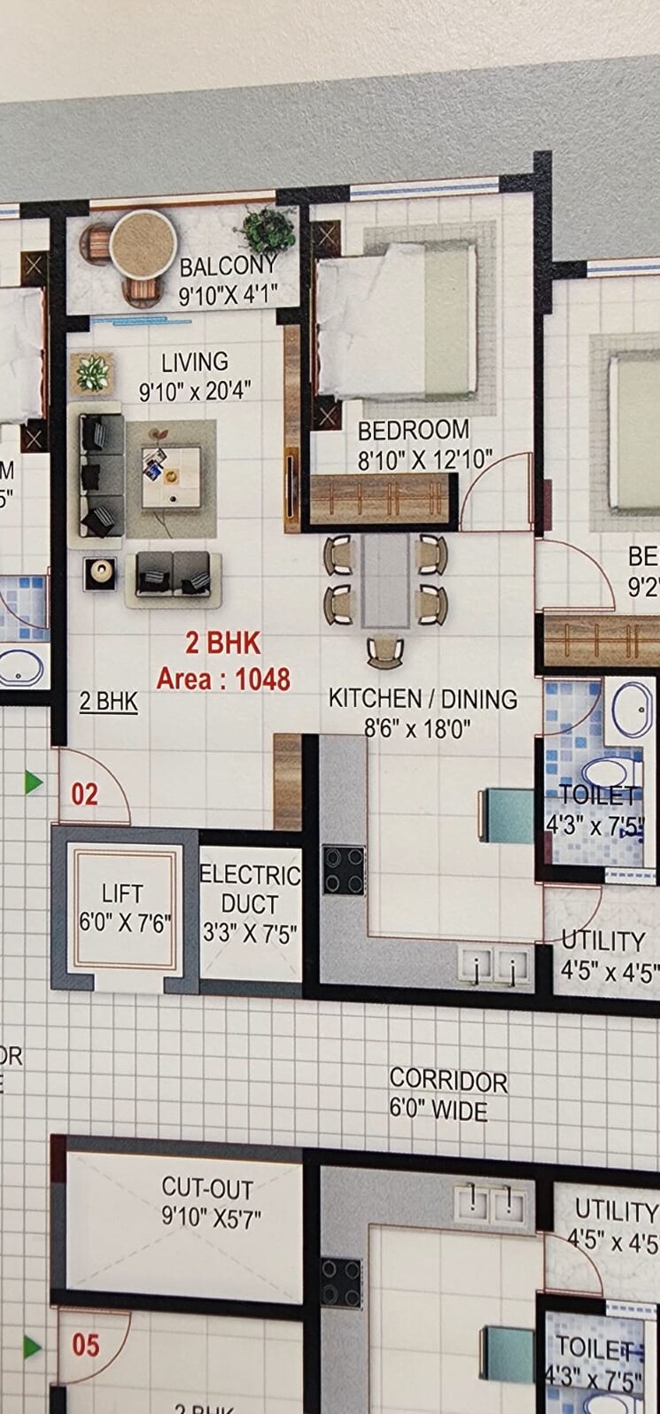 Floor Plan, sm-silver-springs 2 Bedroom 1048 Sq.Ft. Apartment In Banaswadi Bangalore 9278615