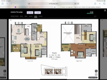 Floor Plan in 4 BHK Apartment at Unishire The Ledge, Jakkuru – for Rent