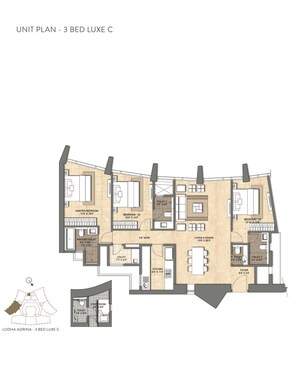 Floor Plan in 3 BHK Apartment at Lower Parel – for Rent