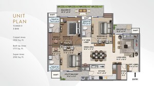 Floor Plan in 3.5 BHK Apartment at International Airport Road – for Sale