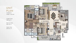 Floor Plan in 3.5 BHK Apartment at International Airport Road – for Sale