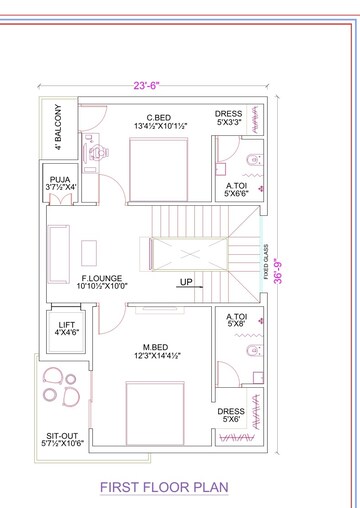 Floor Plan in 4 BHK Villa at Adibatla – for Sale